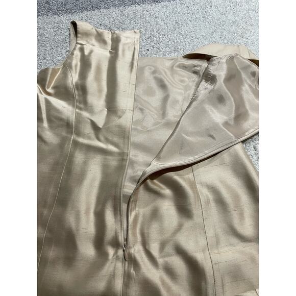 VTG Ann Taylor Sheath Dress Womens 8 Sleeveless Square Neck 100% Silk Gold Party - Picture 9 of 13